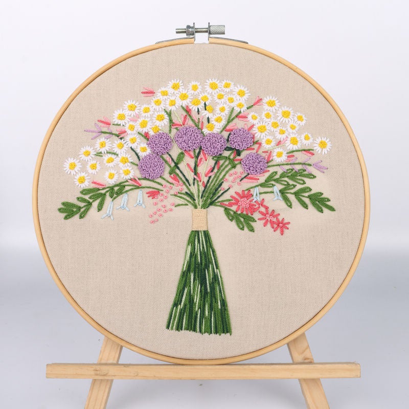 Diy Handmade Embroidery Embroidery Material Bag Original Bouquet Bouquet Flower European Embroidery Sewing Kit English - Image 4