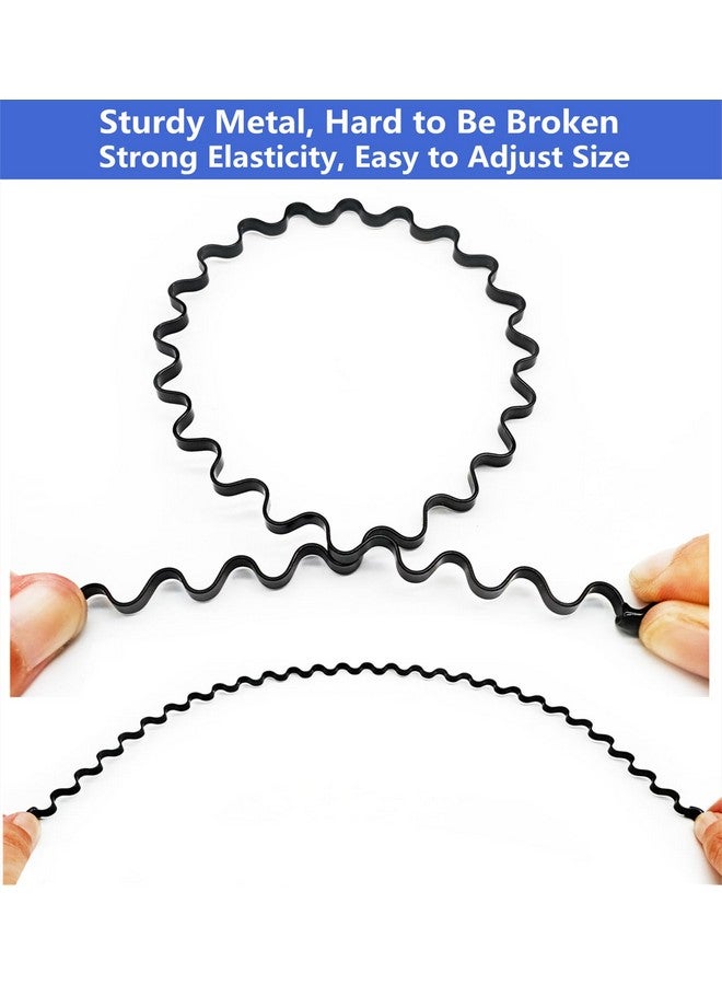 bodbop XINGZHE رباط شعر معدني للرجال رباط رأس للنساء أربطة شعر للرجال أربطة رأس عصرية لغسل الوجه المكياج الرياضة حلقة شعر سوداء مرنة غير قابلة للانزلاق رباط شعر متموج للرجال (أسود) - Image 3