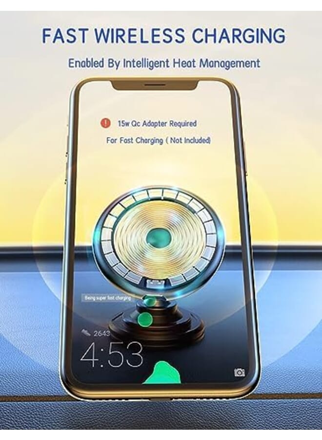 Excefore 15W Wireless Car Charger Compatible With Magsafe Car Mount Magnetic Magnet Fast Charging Car Phone Holder Compatible With Iphone Iphone 14 14 Plus 14 Pro Pro Max 13 12 12 13 Pro Pro Max Mini - Image 3