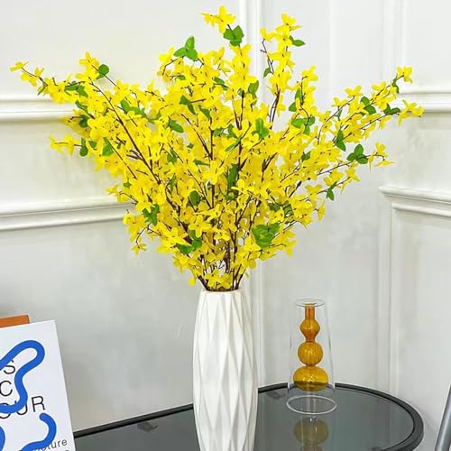 FERIAL 6Pcs Artificial Forsythia Flower Branches Spring Summer Yellow Silk Fake Winter Jasmine Artificial Orchids for DIY Floral Arrangement Wedding Party Home Office Indoor Outdoor Decorate - Image 5