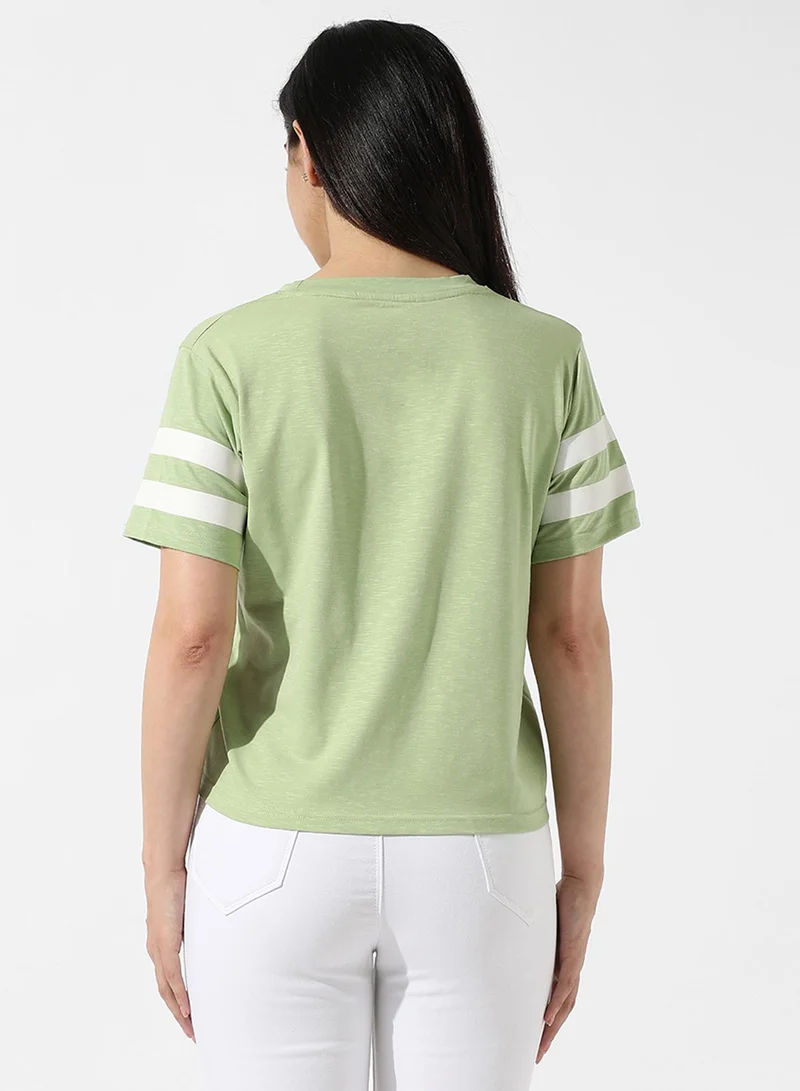PINACOLADA Women's Tea Green Solid Boxy Top