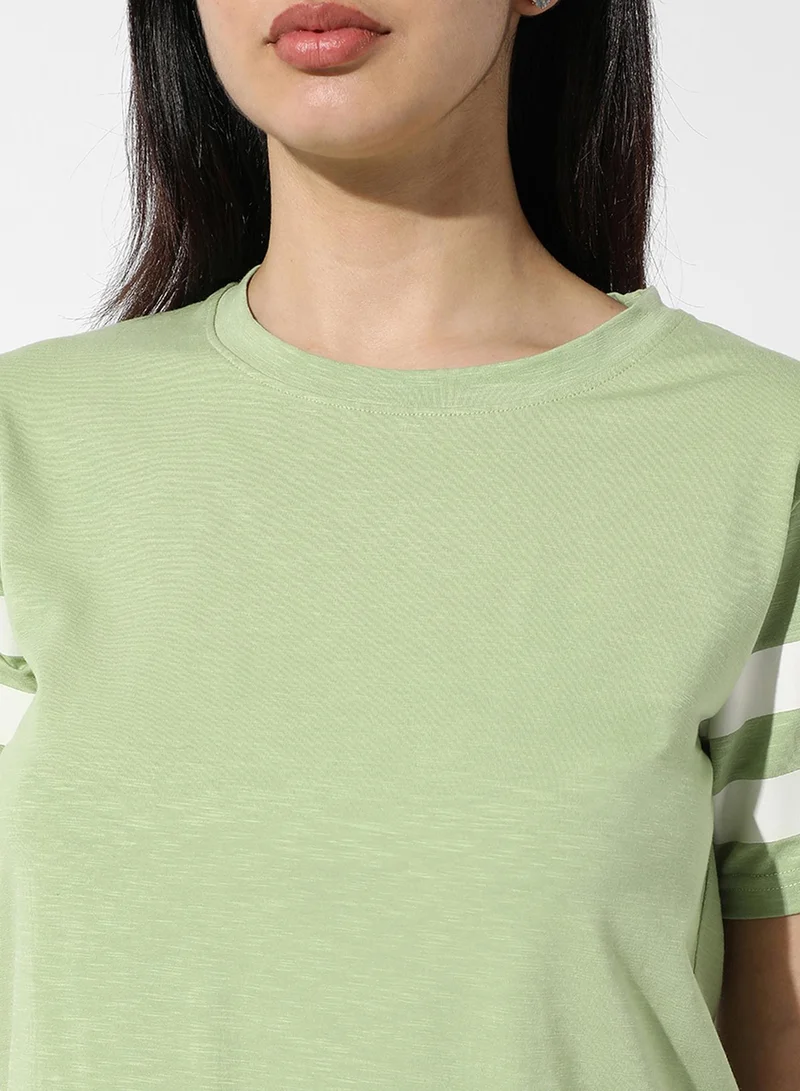 PINACOLADA Women's Tea Green Solid Boxy Top