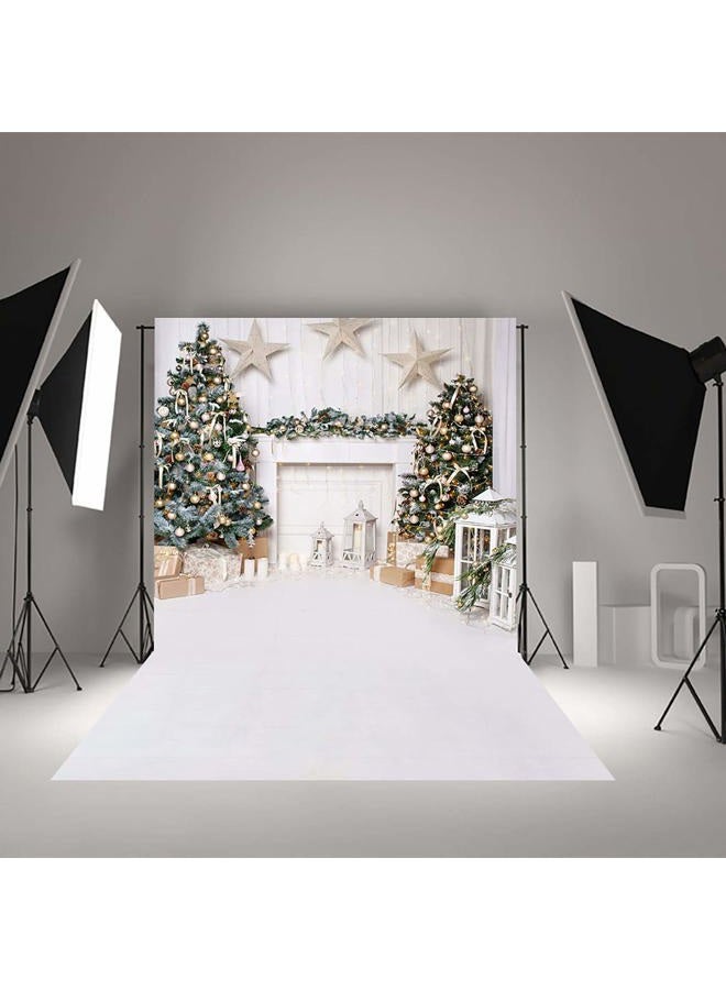 Avezano Christmas Photography Backdrop for Children Kids Portrait Photoshoot Indoor White Fireplace Wood Floor Xmas Background for Photo Studio (5x7ft) - Image 4