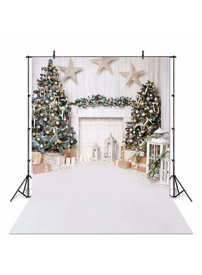 Avezano Christmas Photography Backdrop for Children Kids Portrait Photoshoot Indoor White Fireplace Wood Floor Xmas Background for Photo Studio (5x7ft) - Image 1