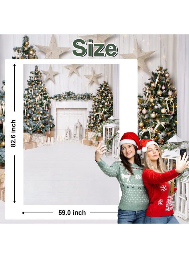 Avezano Christmas Photography Backdrop for Children Kids Portrait Photoshoot Indoor White Fireplace Wood Floor Xmas Background for Photo Studio (5x7ft) - Image 2