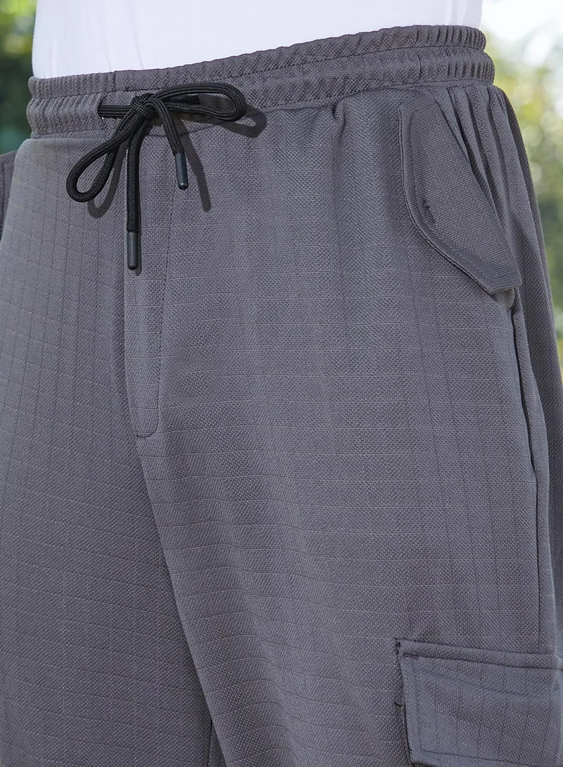 كامبوس سوترا Men's Moon Grey Checkered Baggy Cargo Pants