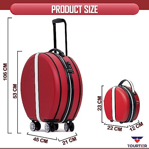 TOURTIER 20 Inch Travel Trolley Luggage Cabin Bags with 4 Double Spinner 360 Degree Rolling Wheels (RED) - Image 2