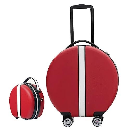 TOURTIER 20 Inch Travel Trolley Luggage Cabin Bags with 4 Double Spinner 360 Degree Rolling Wheels (RED) - Image 1
