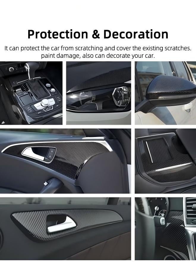 Car Sticker Textured 6D Carbon Fibre Vinyl Self-Adhesive Waterproof Bubble-Free, Suitable Decoration for Diy Appearance & Interior of Motorcycles Computers Cars, Black - Image 2