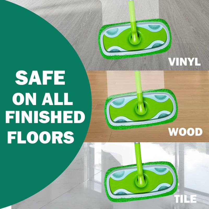SoliFairy Sweeper Mop, Dry & Wet 2-in-1 Floor Mopping and Sweeping Kit, Includes 51" Sweeper Handle, 12 Heavy Duty Dry Cloths, 2 Reusable Wet & Dry Pads for Swiffer Sweeper, Dust Mop - Image 4