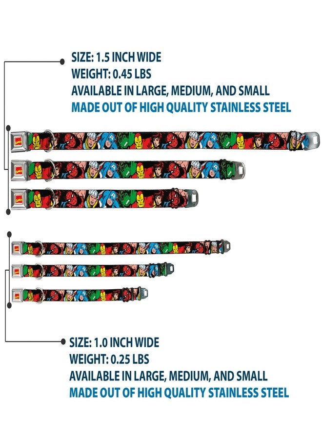 Buckle Down Buckle-Down Seatbelt Buckle Dog Collar - 5-Marvel Characters Black - 1" Wide - Fits 9-15" Neck - Small - Image 3