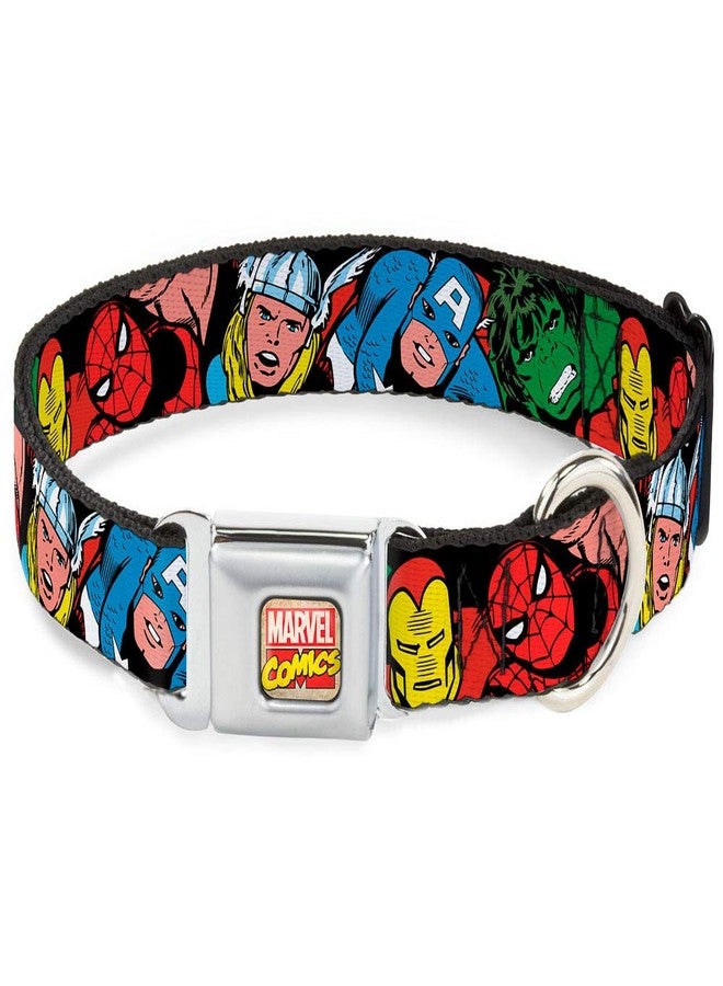 Buckle Down Buckle-Down Seatbelt Buckle Dog Collar - 5-Marvel Characters Black - 1" Wide - Fits 9-15" Neck - Small - Image 1