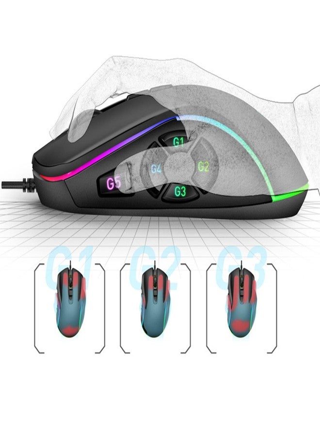 Zunate RGB Gaming Mouse with 6-Level Adjustable DPI up to 7200, Wired USB for Home & Office, Ergonomic Portable Design - Image 4