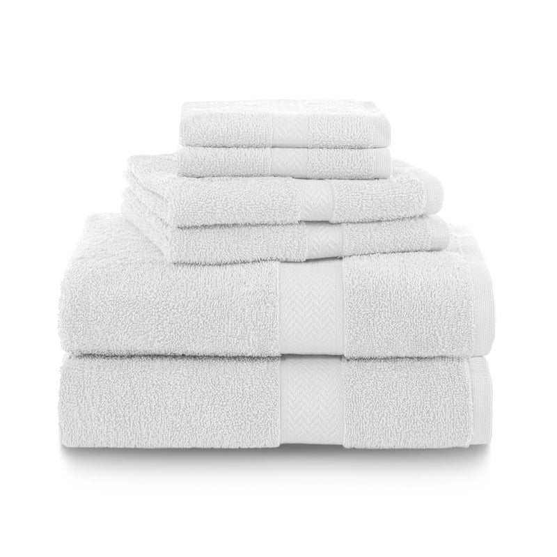 Martex 6Piece Luxury 100 Cotton Towel Set  Quick Dry  Super Absorbent  Super Soft 100 Ringspun Cotton Towels  2 Bath Towels  2 Hand Towels  2 Wash Cloths  White