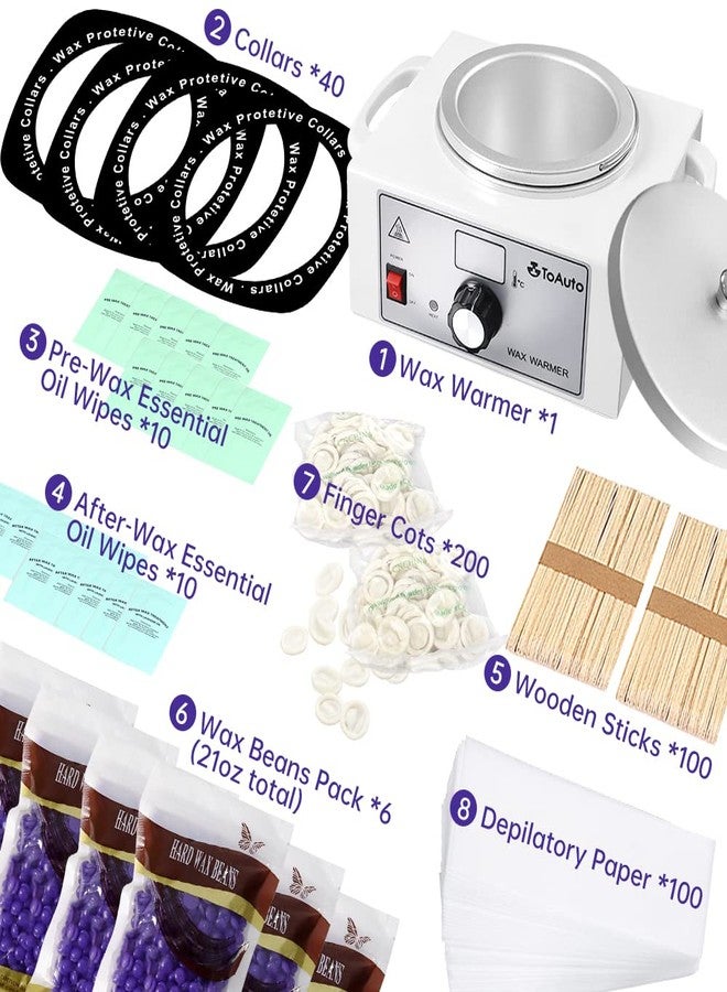 TOAUTO Waxing Kit Wax Warmer Hair Removal with Wax Beans Set Digital Display for Women and Men Home Bikini Brazilian Facial Legs Armpit Eyebrow - Image 2