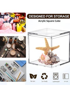 Oasisgalore 4 Packs Clear Acrylic Box Square Cube Plastic Storage Box with Lid for Candy Pill and Tiny Jewelry  - Image 3