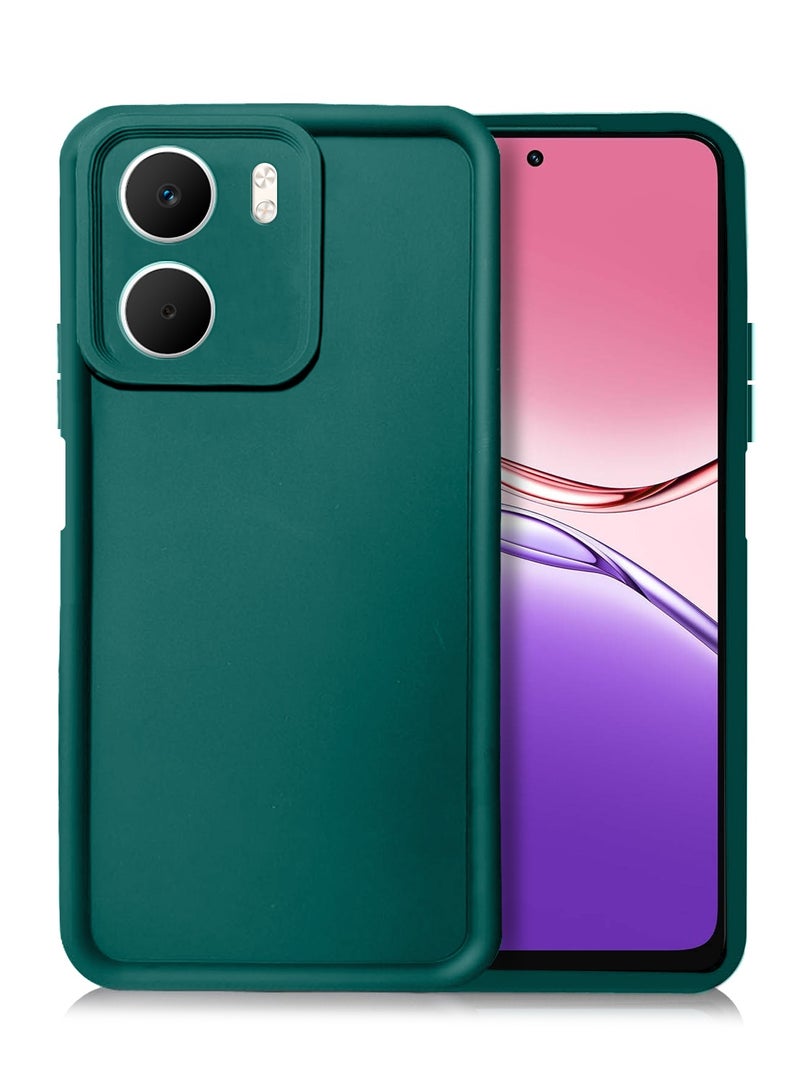 Wtech Oppo A5x 5G 2025 Premium Soft Liquid Silicone Full Protective Raised Lips Edges and Camera Case Cover (MCRPSN) - Dark Green - Image 1