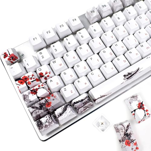 MOLGRIA مجموعة مفاتيح MOLGRIA 110 لحاسوب ميكانيكي كامل الحجم، مفاتيح PBT مخصصة بملف OEM بأسلوب ياباني مع أداة سحب المفاتيح لمفاتيح Cherry MX 104/87/71/61 لوحة مفاتيح 60 بالمئة (زهرة البرقوق) - Image 1