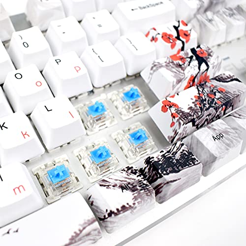 MOLGRIA مجموعة مفاتيح MOLGRIA 110 لحاسوب ميكانيكي كامل الحجم، مفاتيح PBT مخصصة بملف OEM بأسلوب ياباني مع أداة سحب المفاتيح لمفاتيح Cherry MX 104/87/71/61 لوحة مفاتيح 60 بالمئة (زهرة البرقوق) - Image 5