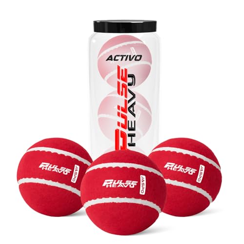 jaspo Activo Pulse كرة تنس ثقيلة للكريكيت من الصوف المحبوك، 120g ±5g الوزن، 66.5mm كرة تنس صلبة متينة، قفزة عالية (3، أحمر، وزن ثقيل) - Image 1