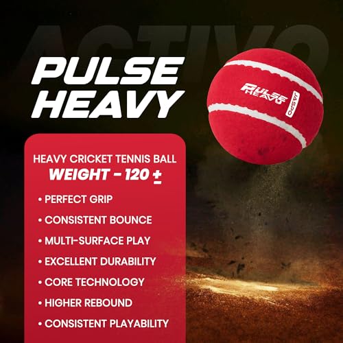 jaspo Activo Pulse كرة تنس ثقيلة للكريكيت من الصوف المحبوك، 120g ±5g الوزن، 66.5mm كرة تنس صلبة متينة، قفزة عالية (3، أحمر، وزن ثقيل) - Image 5