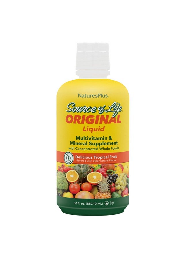 Natures Plus Source of Life Liquid, Tropical Fruit - 30 fl oz - Multivitamin & Mineral Supplement - Gluten Free, Vegetarian - 30 Servings - Image 1
