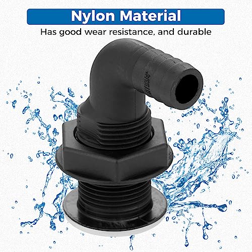 Yetaha Nylon Thru Hull Connector, 90 Degree Black Deck Floor Drain Scupper with Stainless Steel Trim Cover Fitting Compatible with 3/4 inch, Black Deck Floor Drain Hose for Boat Yachts(2Pcs) - Image 5