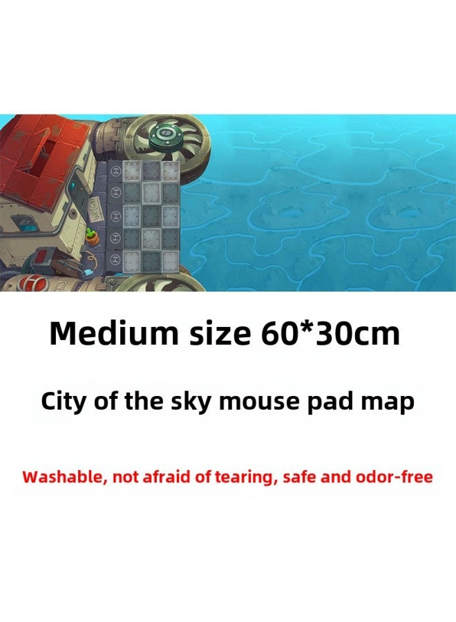 Plant Wars Map Accessories Non-slip Mouse Pad Map Generation Paper Map Cloth Texture Parent-child Interactive Map-Color:Medium 60*30 Sky City Mouse Pad Map (bag)  - Image 1
