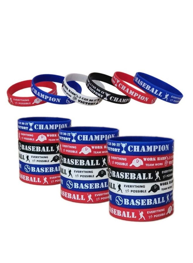 CupaPlay 24 Pcs Baseball Motivational Silicone Wristband - Personalized Silicone Rubber Bracelets - Sports Prizes - Party Favors And Supplies - Birthday Party Goodie Bag Stuffers - Carnival/Events - Image 1
