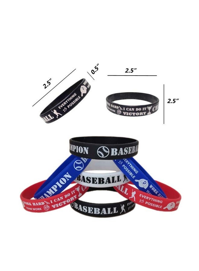CupaPlay 24 Pcs Baseball Motivational Silicone Wristband - Personalized Silicone Rubber Bracelets - Sports Prizes - Party Favors And Supplies - Birthday Party Goodie Bag Stuffers - Carnival/Events - Image 3
