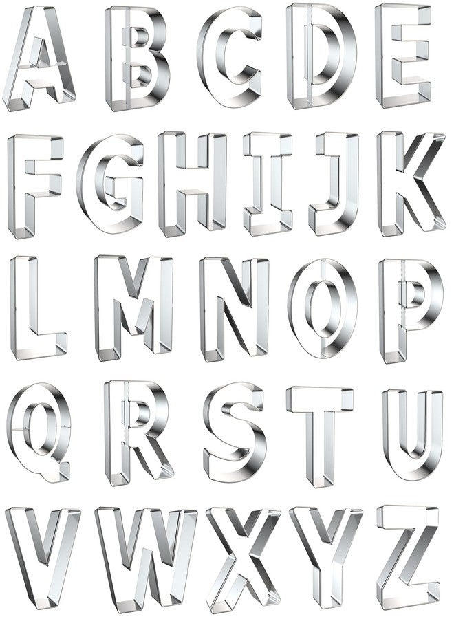 azflyife 26PCS Alphabet Letters Cookie Cutters Shapes Baking Set, 3 Inch Stainless Steel Metal Biscuit Mold Cookie Cutter for Halloween Christmas Easter Wedding Birthday Party Decorations - Image 1