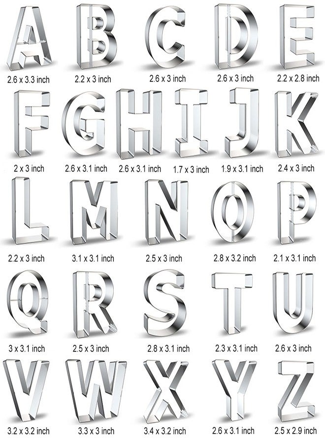 azflyife 26PCS Alphabet Letters Cookie Cutters Shapes Baking Set, 3 Inch Stainless Steel Metal Biscuit Mold Cookie Cutter for Halloween Christmas Easter Wedding Birthday Party Decorations - Image 2