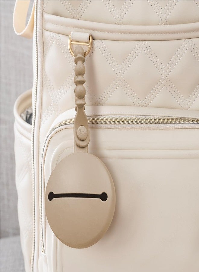 Itzy Ritzy Silicone Pacifier Holder - Holds 2 Pacifiers - Soft BPA-Free Silicone with Secure Loop Strap - Easy to Attach to Diaper Bags, Strollers & More (Toast) - Image 2