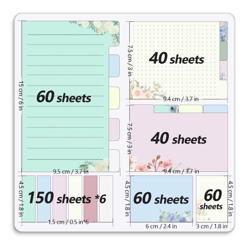 Hommie Sticky Notes Set Sticky Notes Tabs Divider Sticky Notes Planner Sticky Notes Sticky Note Dividers Tabs Book Notes Office Supplies Back to School Supplies - Image 2