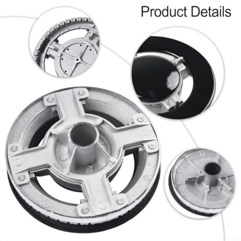 4-Pack Universal Gas Stove Burner Cap Set Flame Crown Lid for Cookers, Ovens, Gas Hobs Stainless Steel, Black, Heat-Resistant Durable - Image 5
