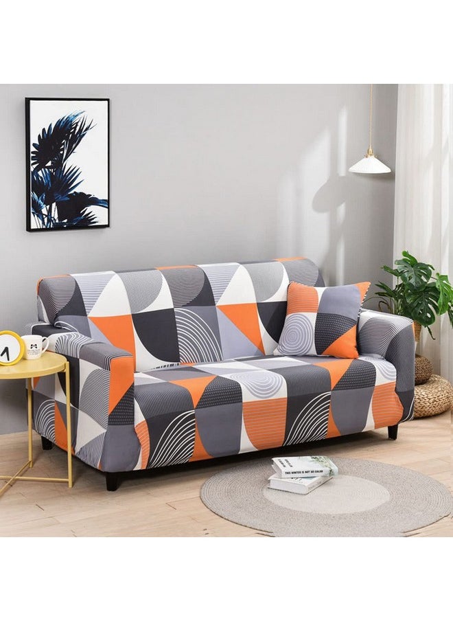 HOUSE OF QUIRK House of Quirk Universal Triple Seater Sofa Cover Big Elasticity Cover for Couch Flexible 140 GSM Sofa Slipcover (Grey/Orange Abstract, 185-230cm)  - Image 3