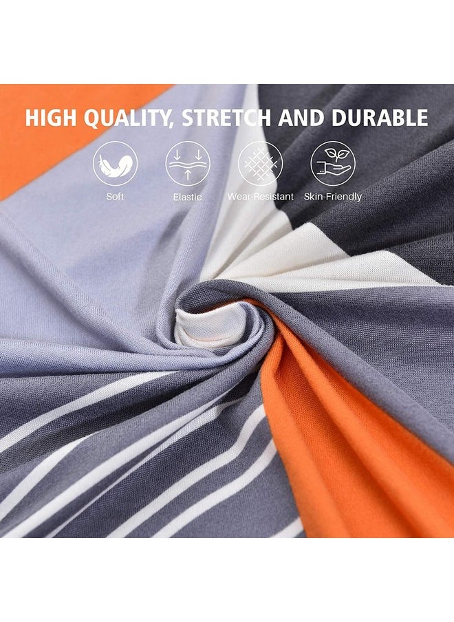 HOUSE OF QUIRK House of Quirk Universal Triple Seater Sofa Cover Big Elasticity Cover for Couch Flexible 140 GSM Sofa Slipcover (Grey/Orange Abstract, 185-230cm)  - Image 5