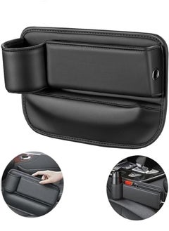 Generic Car Seat Gap Filler, Automotive Seat Leather Storage Box with Cup Holder, Driver Side Seat Gap Organizer Adjustable Front Seat Storage Organize for Phones Glasses Keys Cards, Black  - Image 1