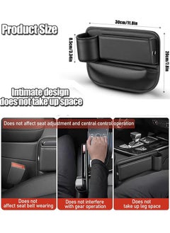 Generic Car Seat Gap Filler, Automotive Seat Leather Storage Box with Cup Holder, Driver Side Seat Gap Organizer Adjustable Front Seat Storage Organize for Phones Glasses Keys Cards, Black  - Image 2