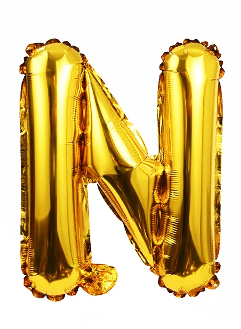 PARTY FUN 32 Inch Foil Letter Balloon Letter N Golden Colour Perfect for Party Anniversary and Birthday  - Image 1