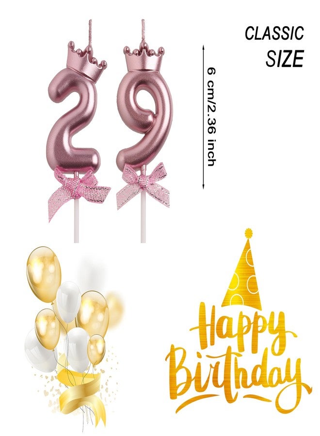 AOOLADA 29th 92nd Birthday Candles, Rose Gold 92 29 Year Old Cake Topper Number Birthday Candles, Happy Birthday Party Decorations Gifts for Women Men - Image 2