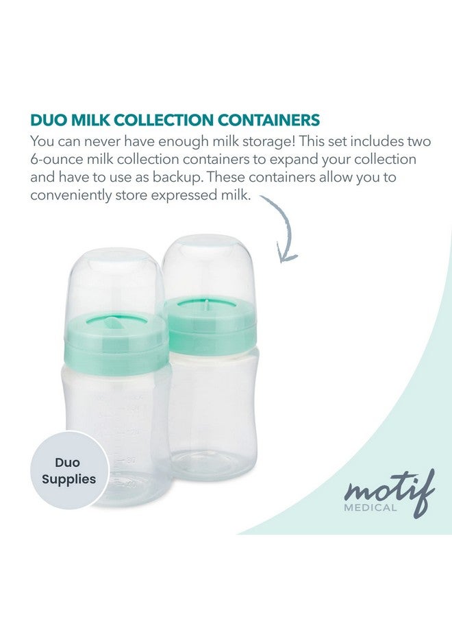 Motif Medical Motif Medical Breast Milk Storage Bottles for Duo Breast Pump - Durable Plastic Breastfeeding Essentials w/Locking Rings, Lids & Nipple Caps - Breast Milk Container (Set of 2, 160 ml) - Image 1