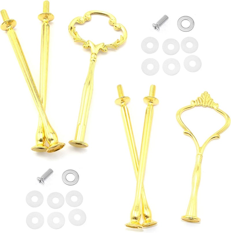 Lind Kitchen 2 Styles 3 Tier Cake Plate Stand Handle Cake Cupcake Fruit Tray Stand Handle Plate Hardware Fitting Holder, Crown/Sunflower - Image 1