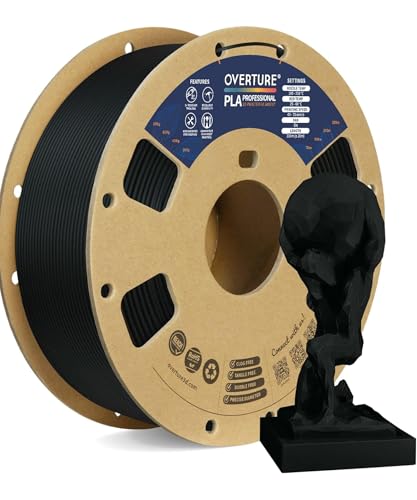 OVERTURE PLA Plus PLA Filament 175mm Stronger More Durable Professional Toughness 3D Printer Filament 1kg 22lbs High Precision 002mm TangleFree Black