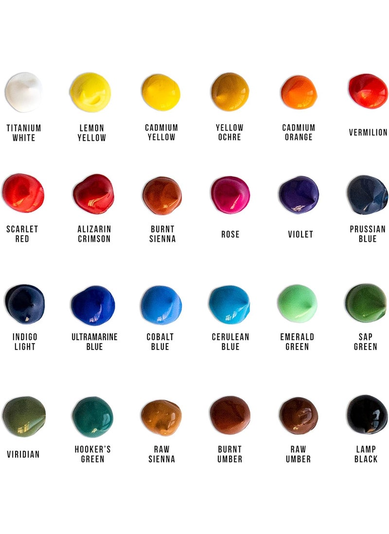 STORE 2508 - Store2508 Willows Acrylic Paint Set – 24 Premium Acrylic Paint Tubes (12ml), 3 Brushes, Palette, 12 Pcs Canvas. Vibrant, Non-Toxic Pigments for Canvas, Glass, Plastic, Rocks, Arts and Crafts - Image 1