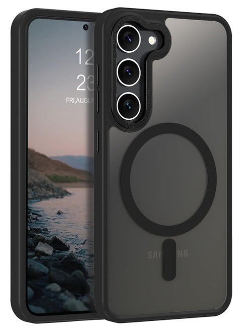 for Samsung S23 Plus Case, Compatible with MagSafe, Magnetic Translucent Matte Back Shockproof Cover with Strong Magnet, Slim Thin Full Protection Phone Case for Galaxy S23 + 5G (Black)