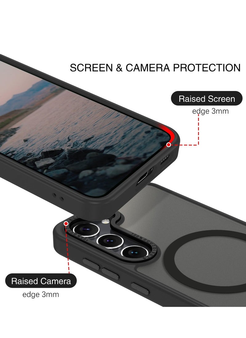 Eligo - حافظة لهاتف Samsung S23 Plus، متوافقة مع MagSafe، غطاء خلفي مغناطيسي شفاف غير لامع مقاوم للصدمات مع مغناطيس قوي، حافظة هاتف رفيعة ورفيعة للحماية الكاملة لهاتف Galaxy S23 + 5G (أسود) - Image 1