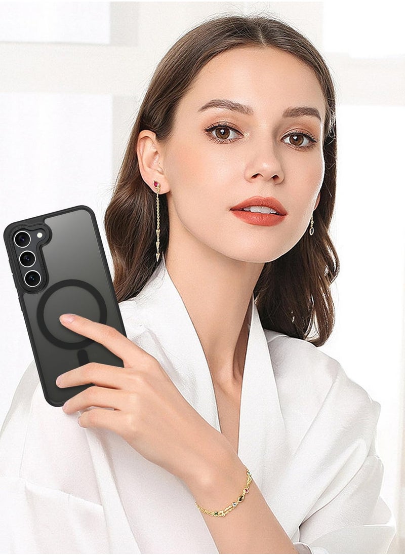 Eligo - حافظة لهاتف Samsung S23 Plus، متوافقة مع MagSafe، غطاء خلفي مغناطيسي شفاف غير لامع مقاوم للصدمات مع مغناطيس قوي، حافظة هاتف رفيعة ورفيعة للحماية الكاملة لهاتف Galaxy S23 + 5G (أسود) - Image 1