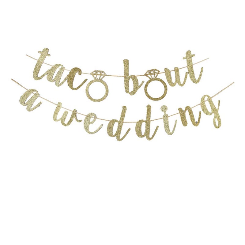 Selina.S Taco Bout A Wedding Banner  Fun Sign Decors for Wedding Party  Mexican Fiesta Themed Bridal Shower Party Decorations - Image 1
