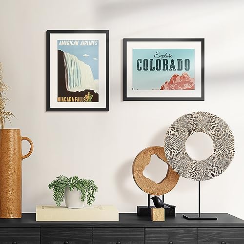 ENJOYBASICS 12x16 Picture Frame, Display Poster 9x12 with Mat or 12 x 16 Without Mat, Wall Gallery Photo Frames, Black, 2 Pack - Image 2